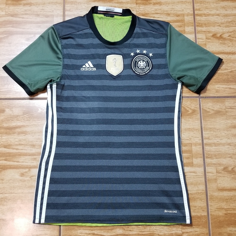 Rare Adidas Germany Green Striped Soccer Jersey Gem